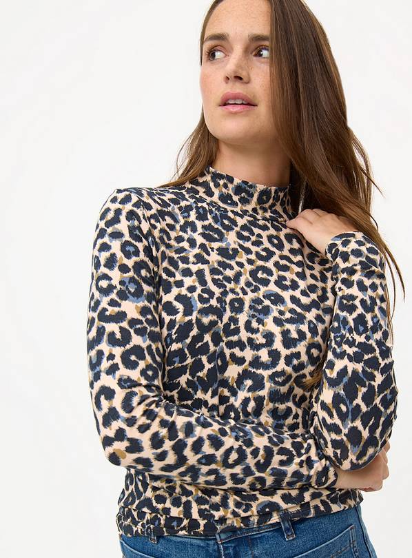 Buy Leopard Print Slim Fit High Neck Top 10 T shirts Argos